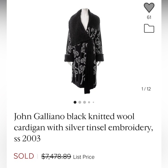 2003 runway Galliano embellished embroidered silver tinsel floral wrap cardigan - Picture 2 of 2